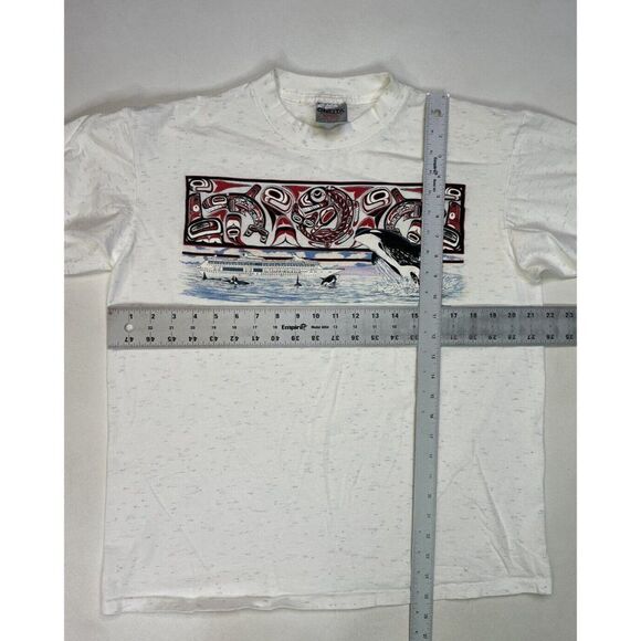 VINTAGE Alaska Legend Of The Sea T-shirt Women Large Whales 90s Single Stitch - Picture 8 of 8